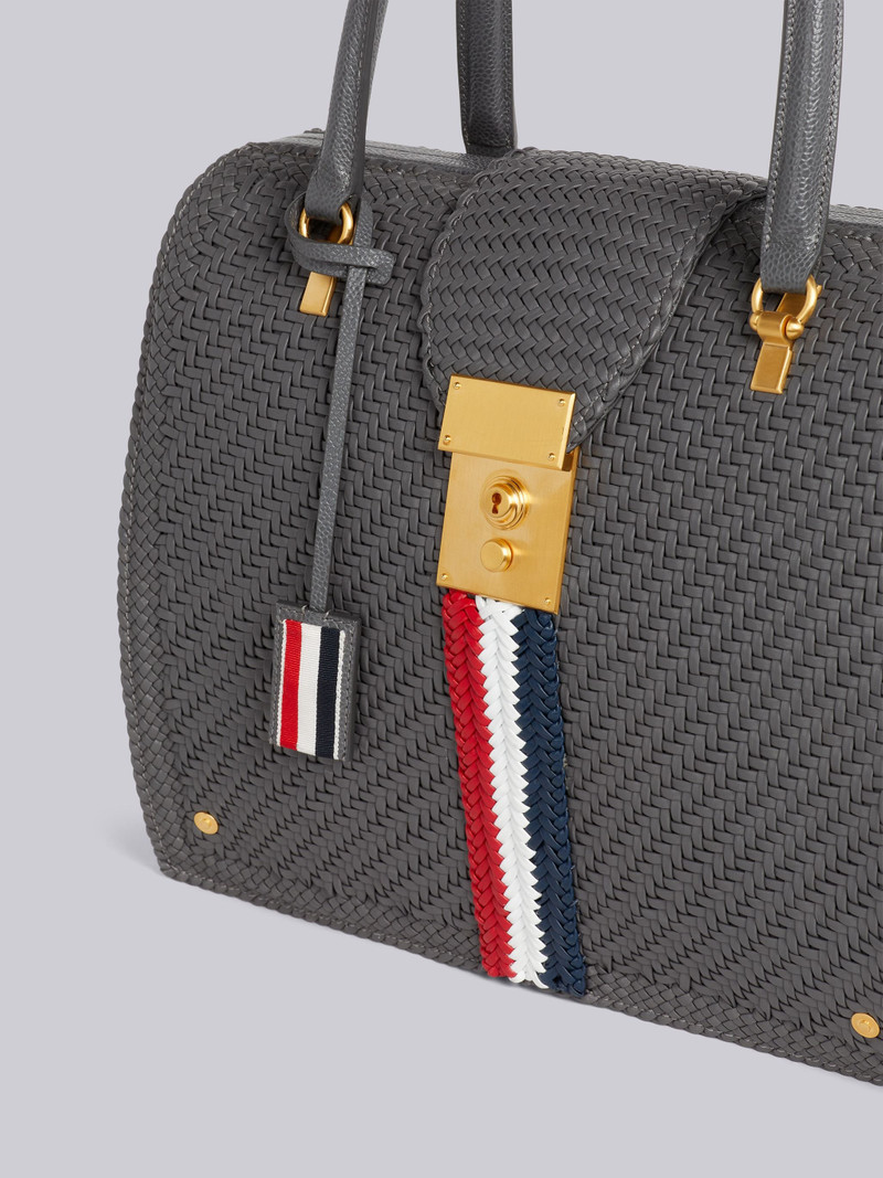 Thom Browne Dark Grey Woven Soft Calf Leather Braided Center Stripe Mrs. Thom Bag outlook
