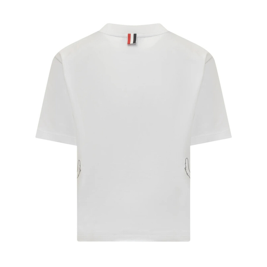 Thom Browne Ladies Dog-Embroidered Cotton T-Shirt - 4