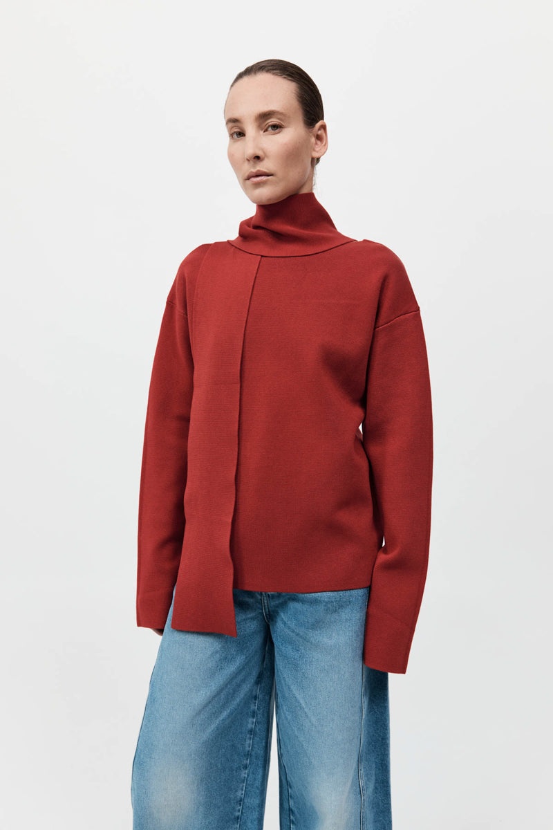 Milano Knit Scarf Jumper - Rosso - 4
