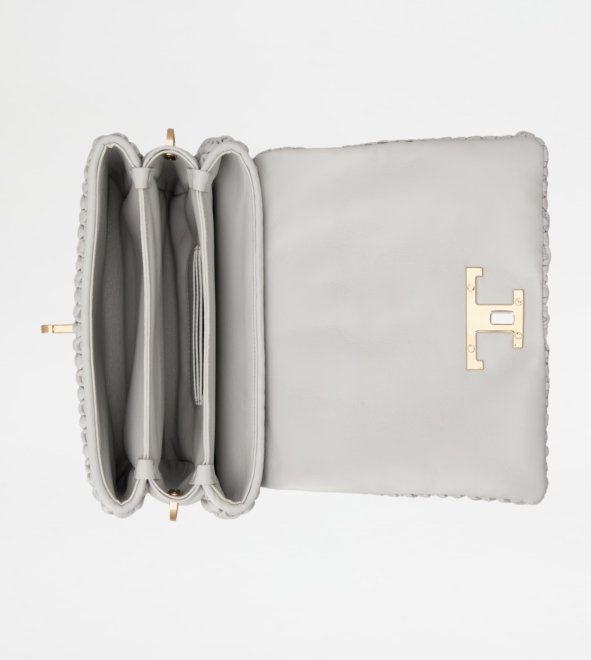 T TIMELESS FLAP BAG IN LEATHER MINI - GREY - 6