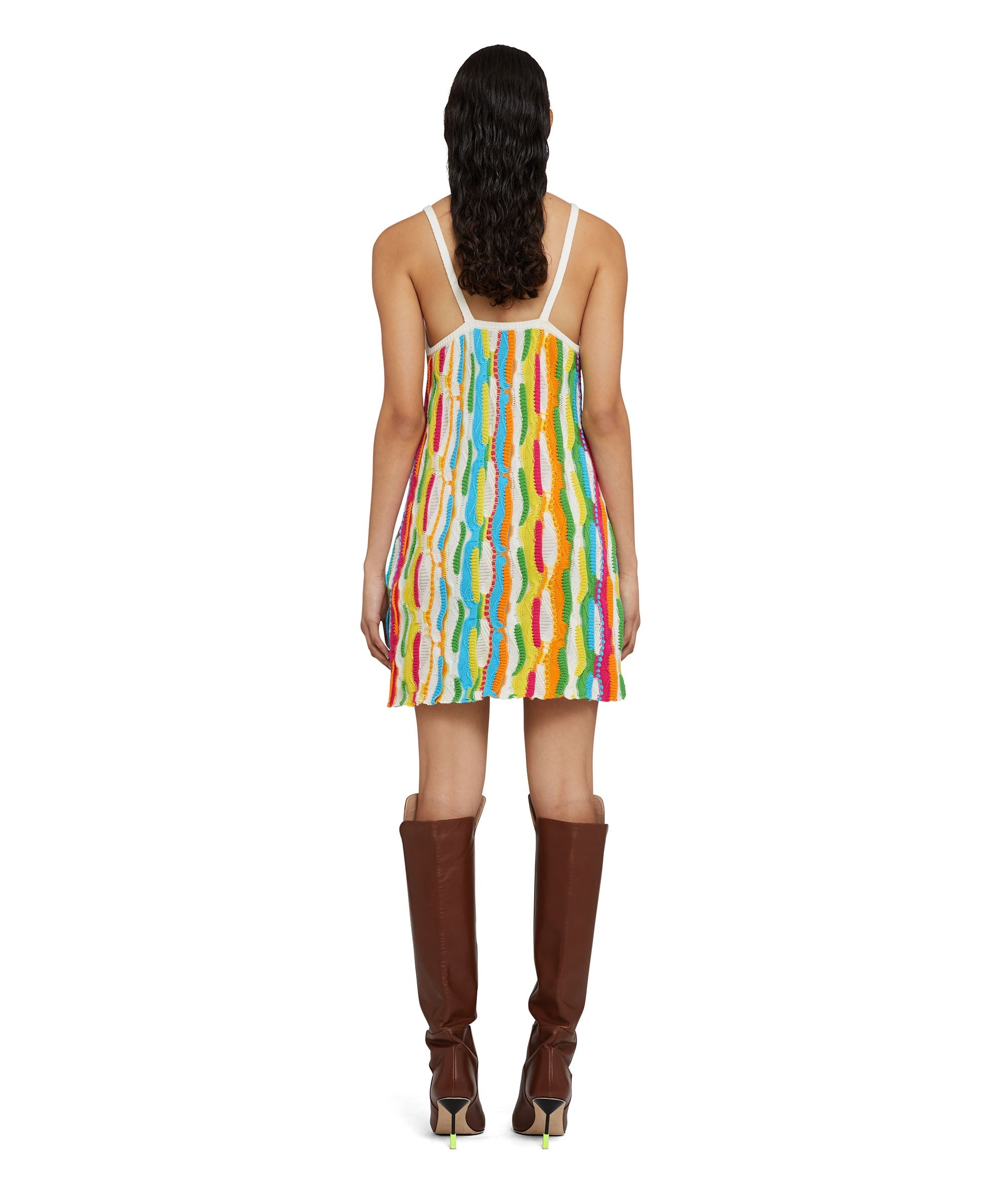 Cotton mini dress with multicolor ruffles - 3