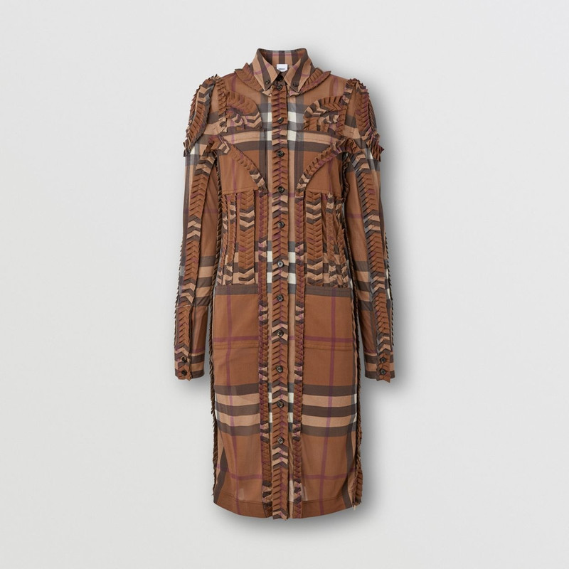 Pleated Check Stretch Jersey Shirt Dress 1