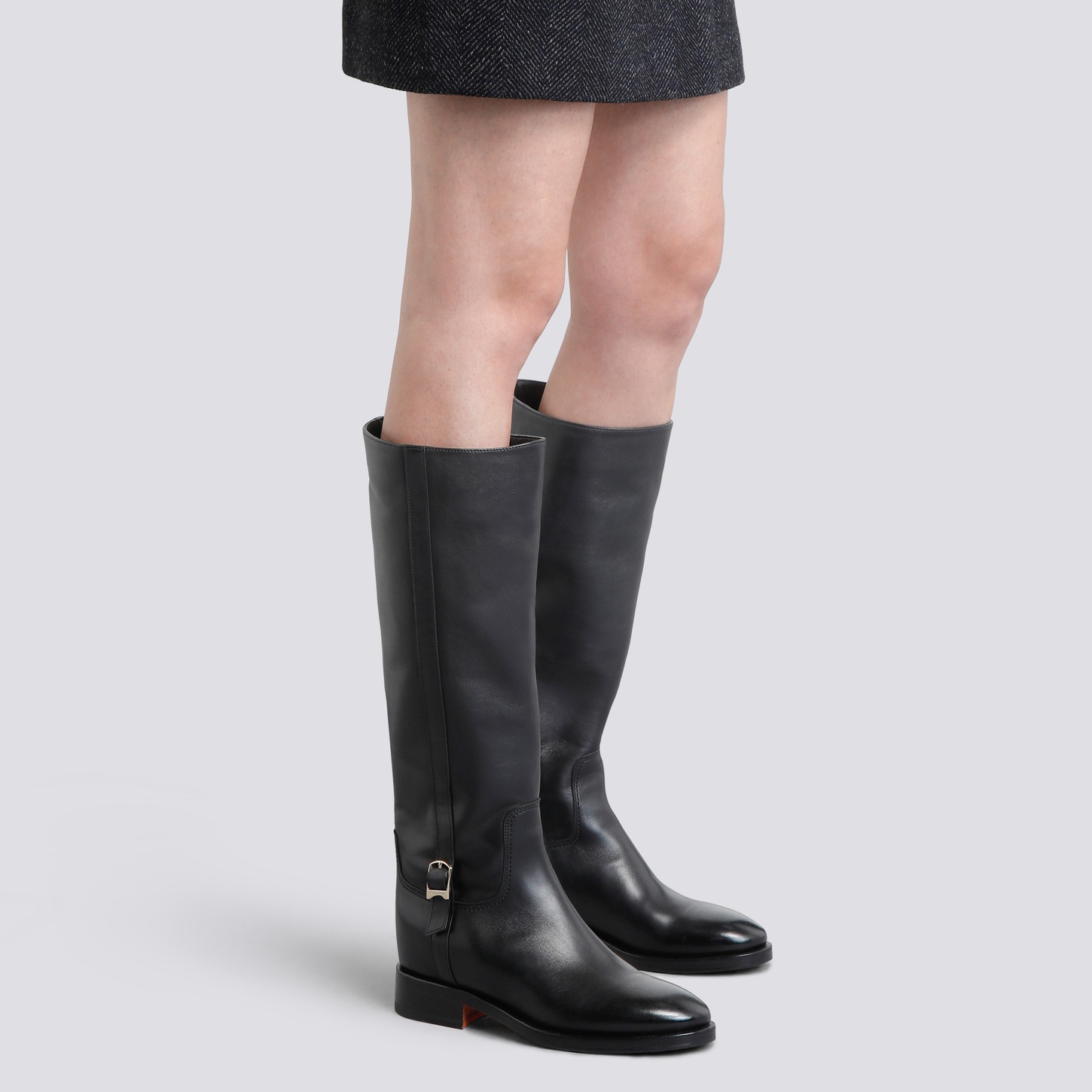 Women's black leather boot - 2