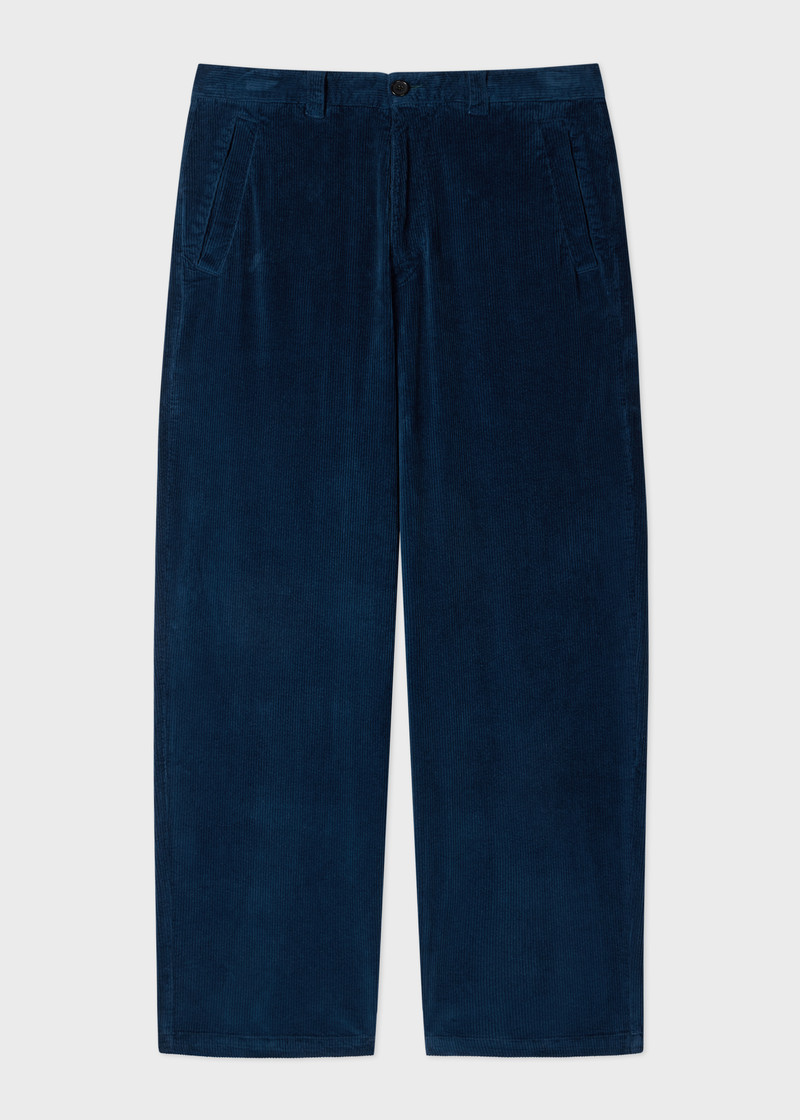 Relaxed-Fit Dark Blue Corduroy Trousers 1