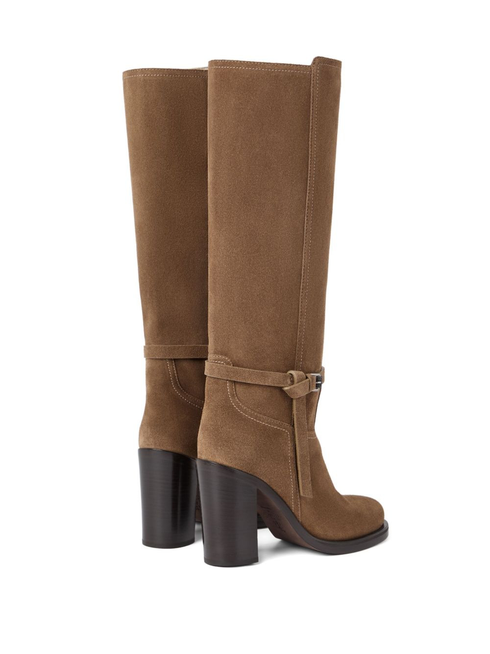 100mm buckle-strap suede boots - 4