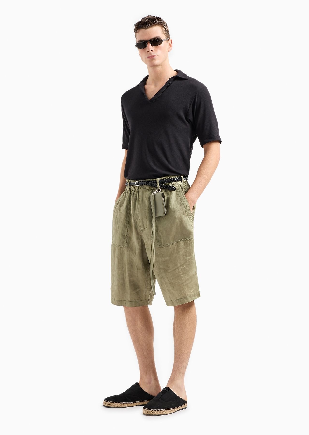 Linen canvas Bermuda shorts - 4