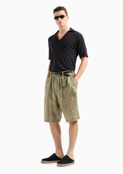 GIORGIO ARMANI Linen canvas Bermuda shorts outlook