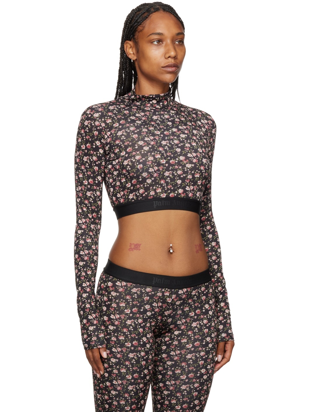 Black Floral Print Long Sleeve T-Shirt - 2