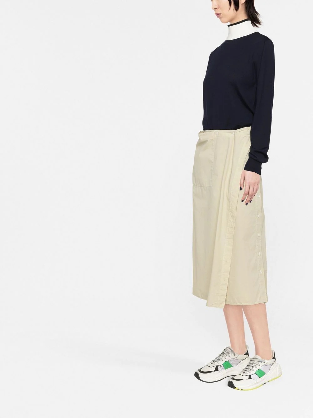 contrast-neck long-sleeved jumper - 3