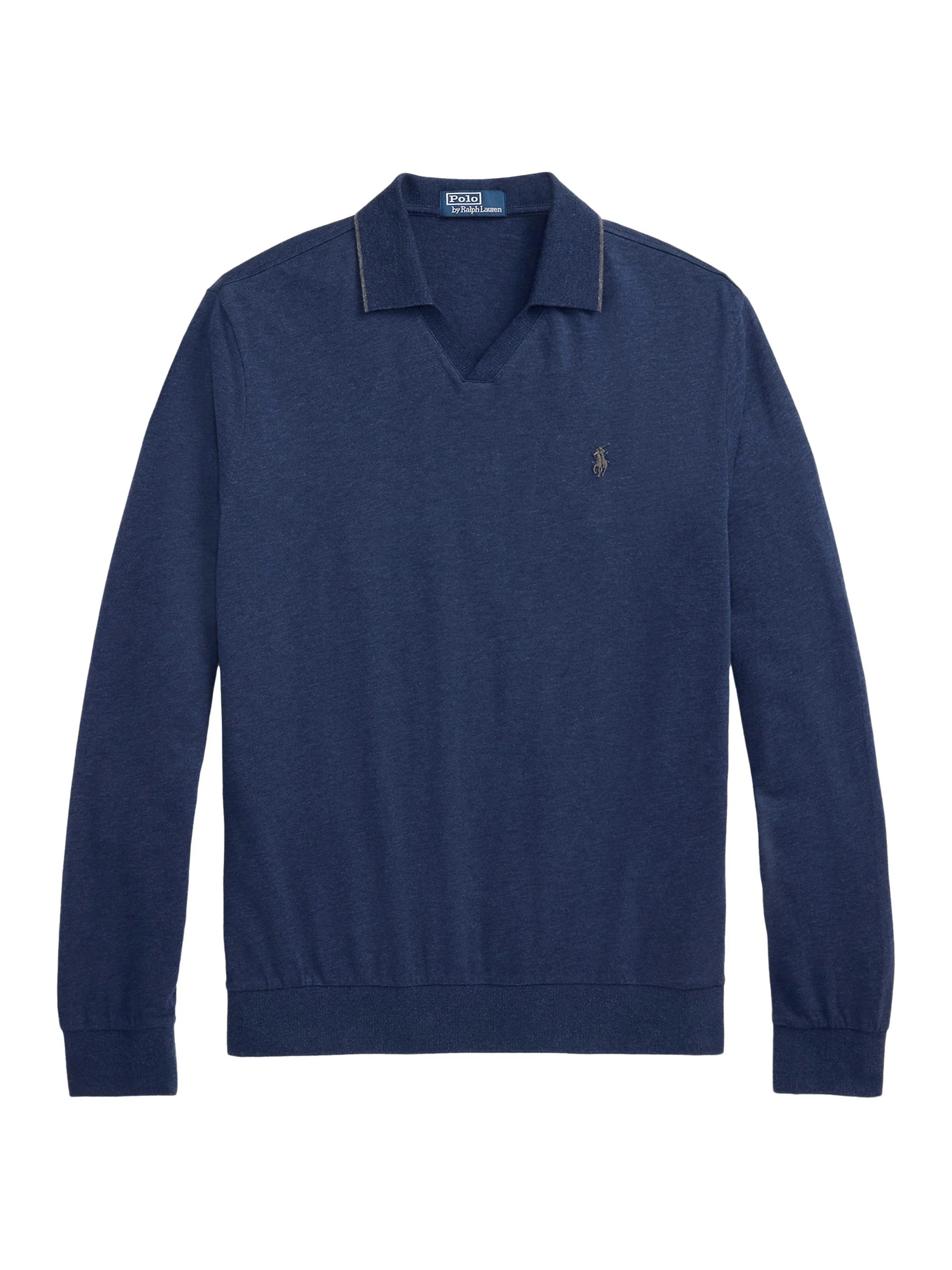 Men's Textured Cotton Jersey Polo Shirt - Spring Navy Heather - 1