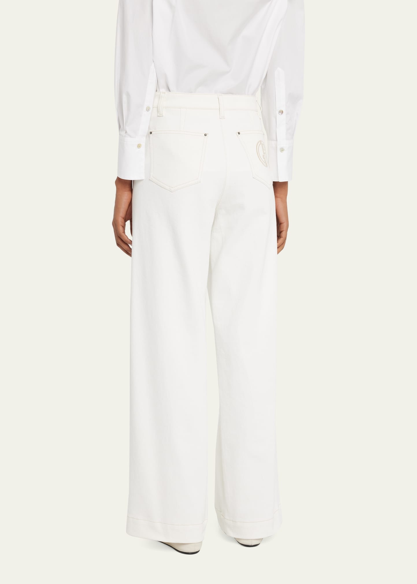 High-Rise Wide-Leg Denim Pants - 3