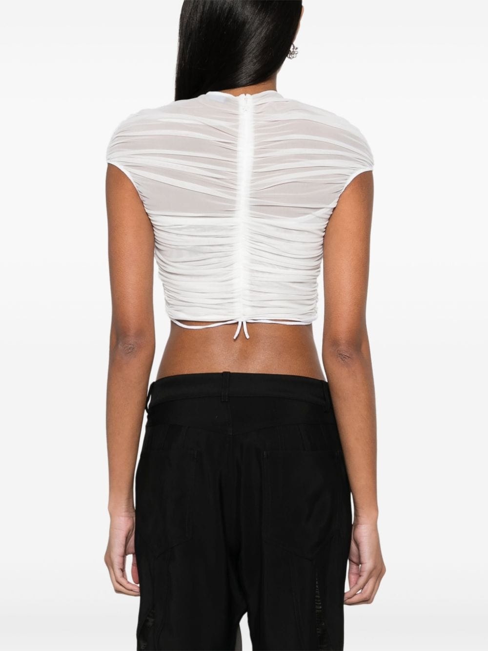 cropped mesh T-shirt - 4