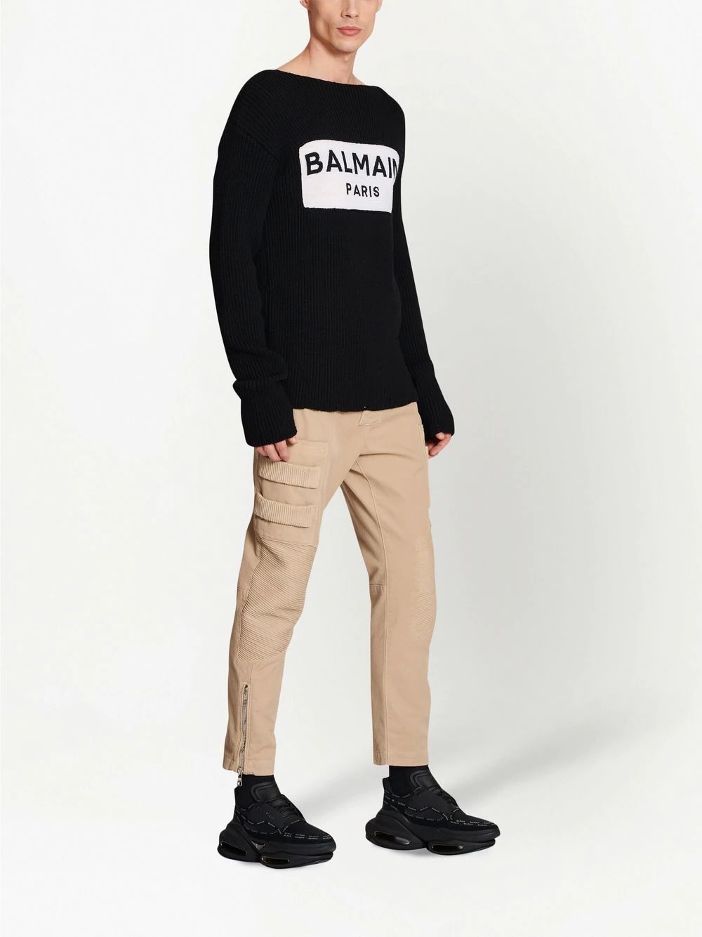 logo-embroidered ribbed sweater - 2