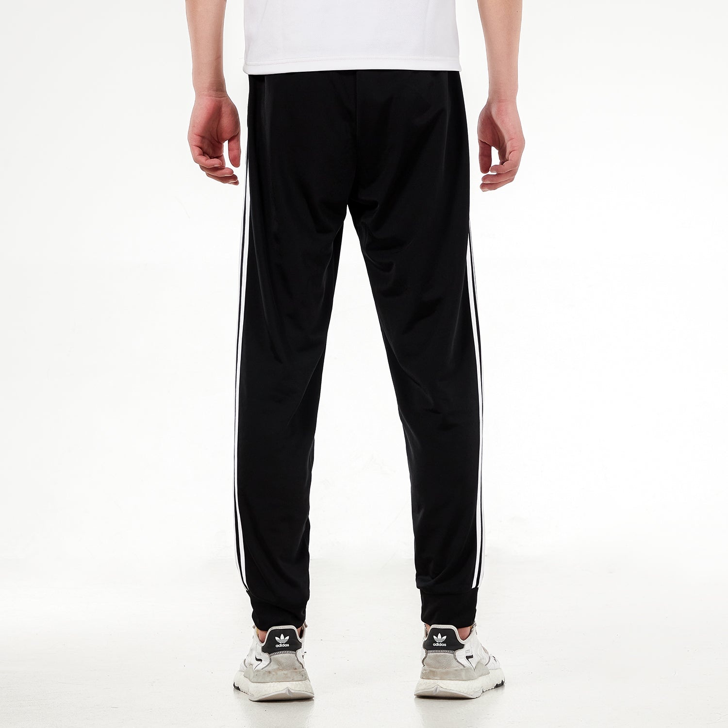 Men's adidas 3s Jog Tp Tri Stripe Splicing Bundle Feet Sports Pants/Trousers/Joggers Autumn Black H4 - 4