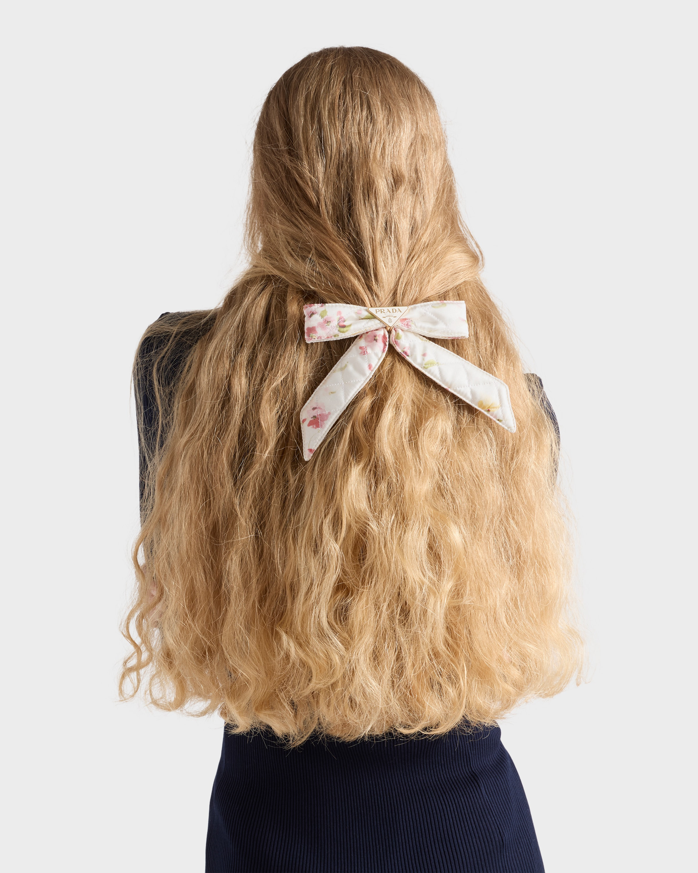 Floral-print satin hair clip - 2