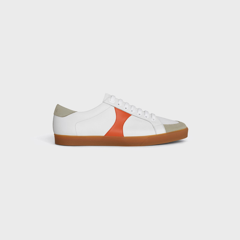 CELINE TRIOMPHE LOW LACE-UP SNEAKER PLAIN LOGO IN CALFSKIN AND SUEDE CALFSKIN 1