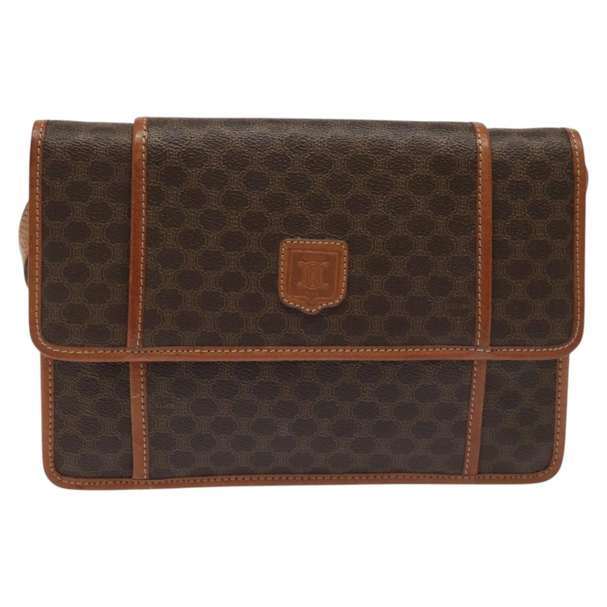CELINE Macadam Canvas Shoulder Bag Pvc Leather Brown - 13