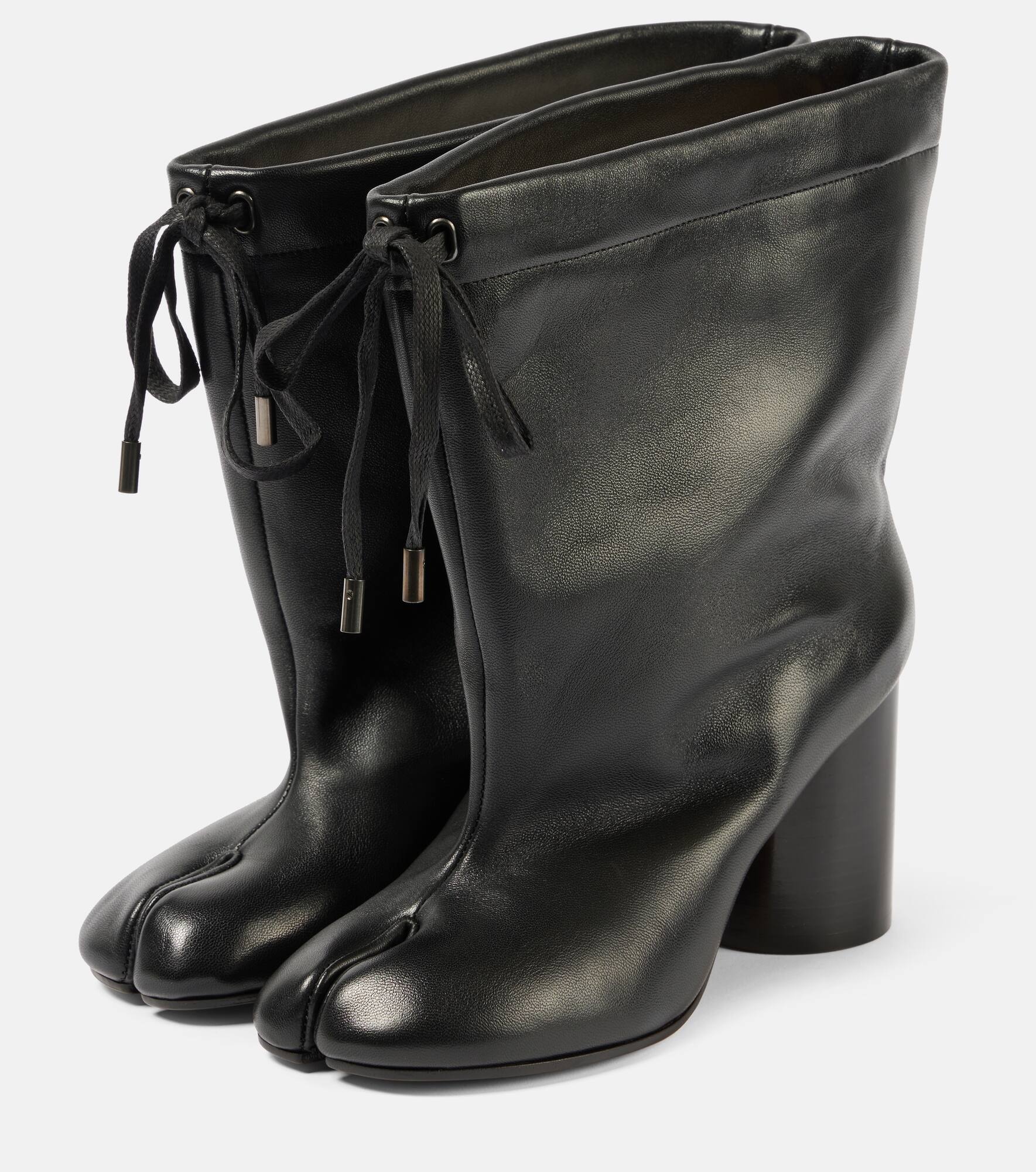 Tabi drawstring leather ankle boots - 4
