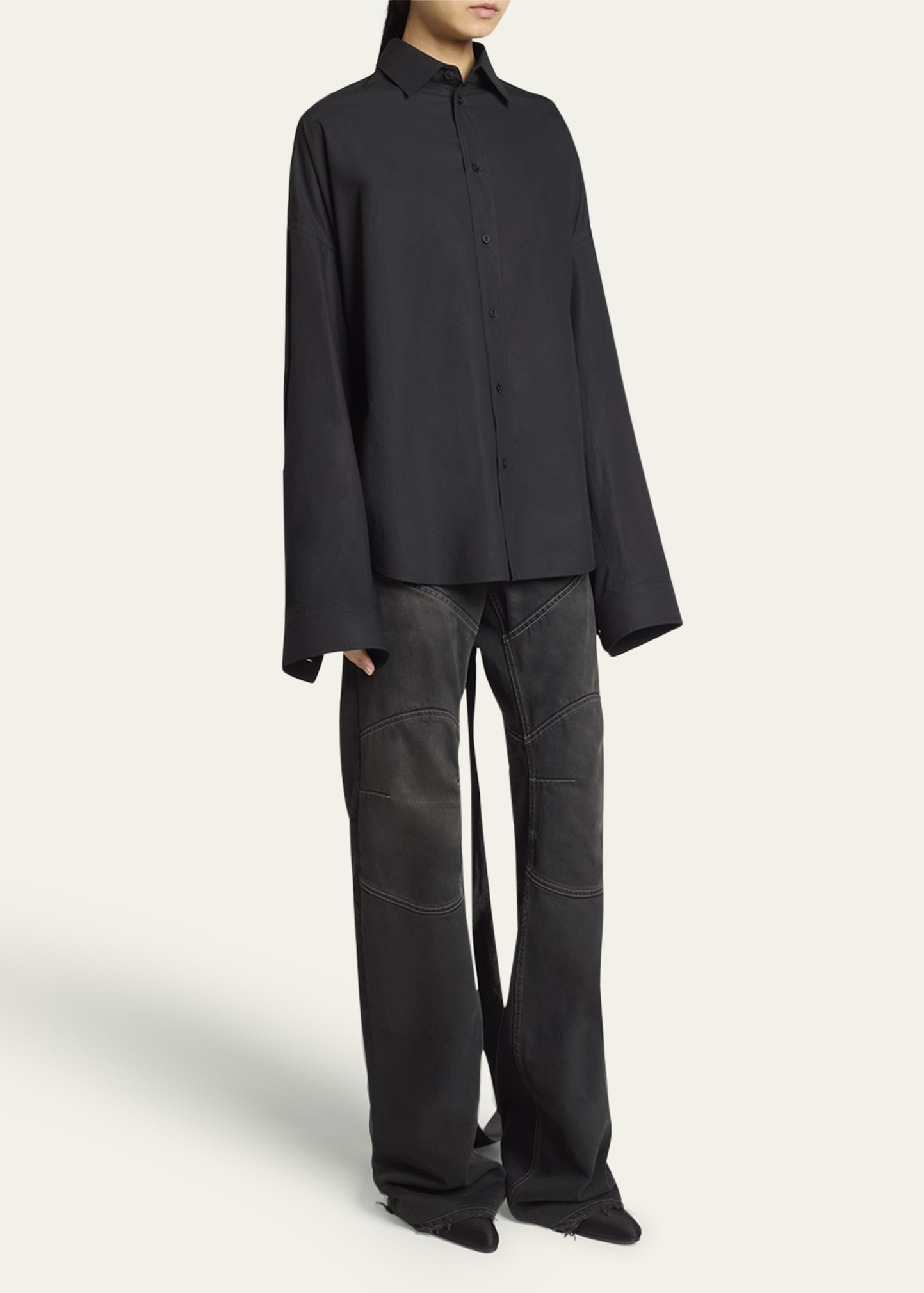 Lace-Up Button-Down Shirt - 4