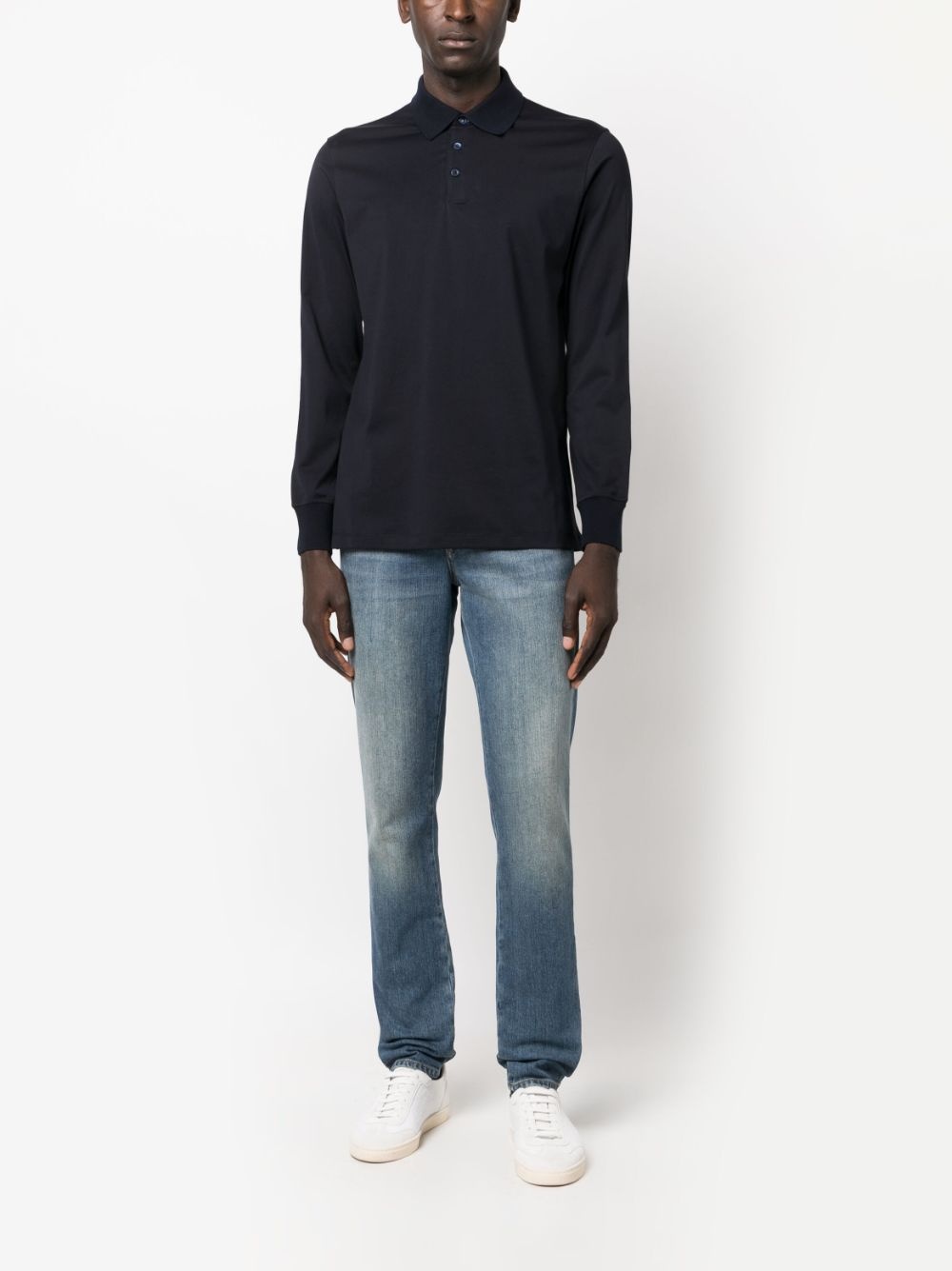 long-sleeve cotton polo shirt - 4
