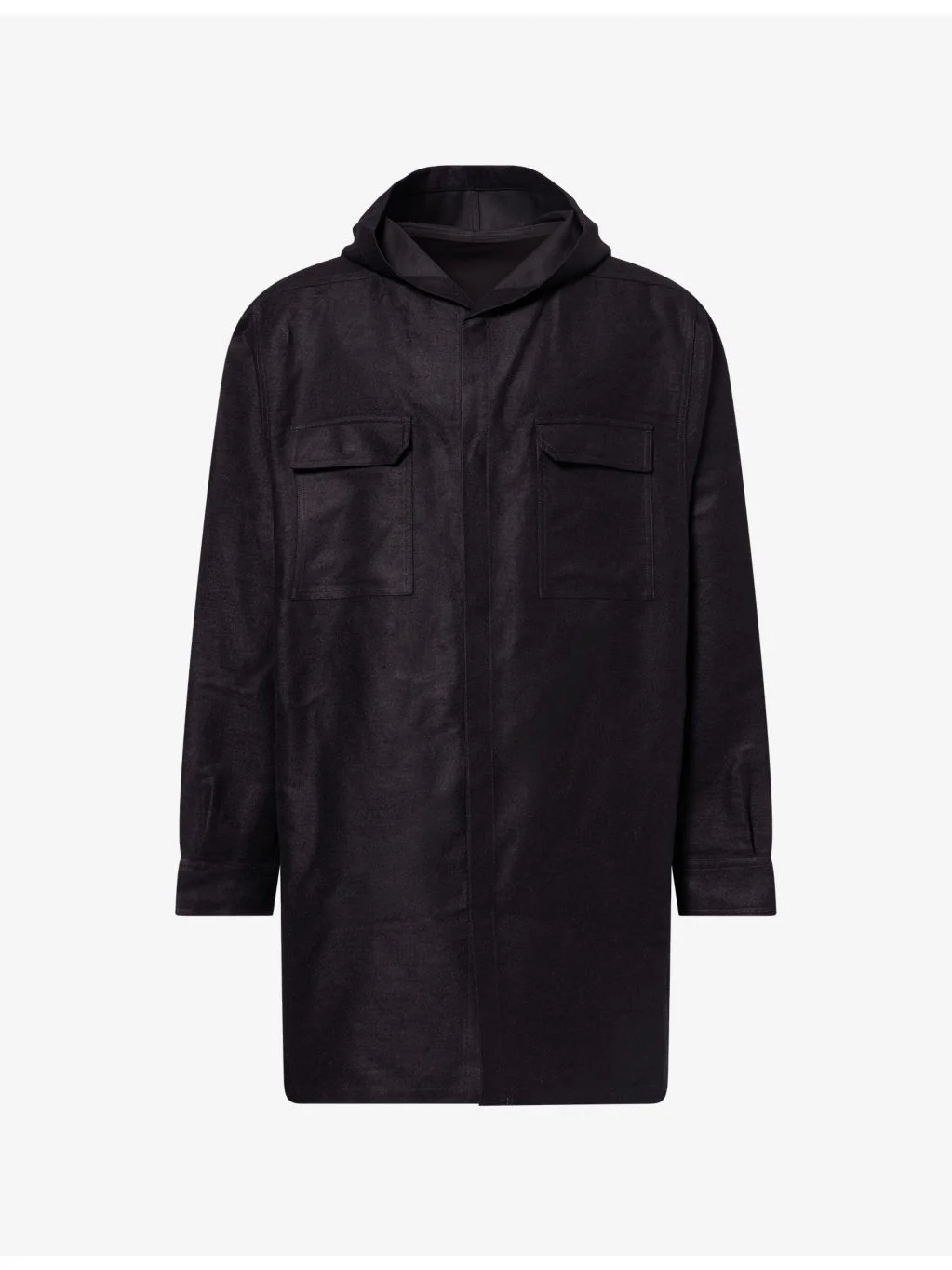 Longline Hooded Woven Shirt - 1