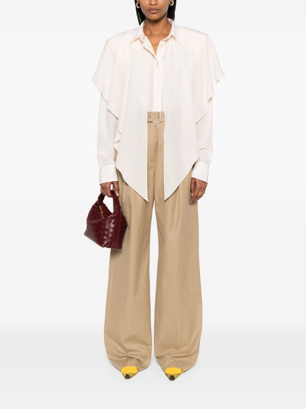 layered-panel semi-sheer shirt - 2