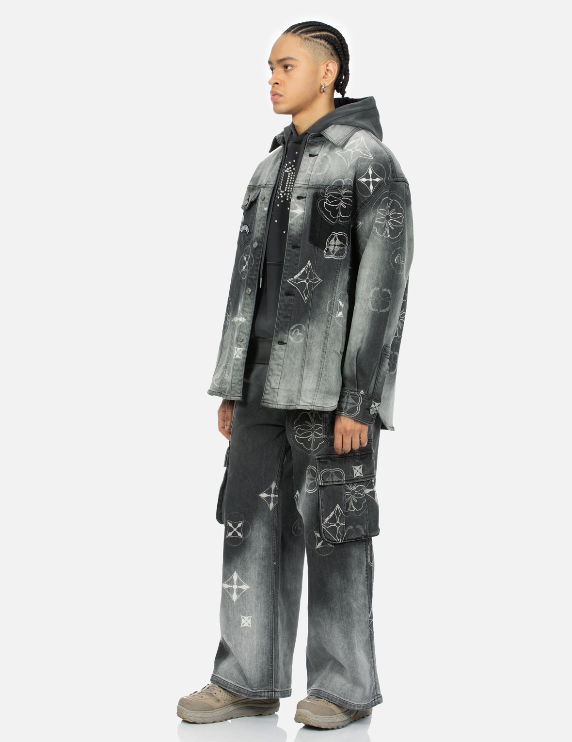 TIE-DYE KAMON AND SEAGULL PRINT REGULAR FIT SHIRT JACKET - 3
