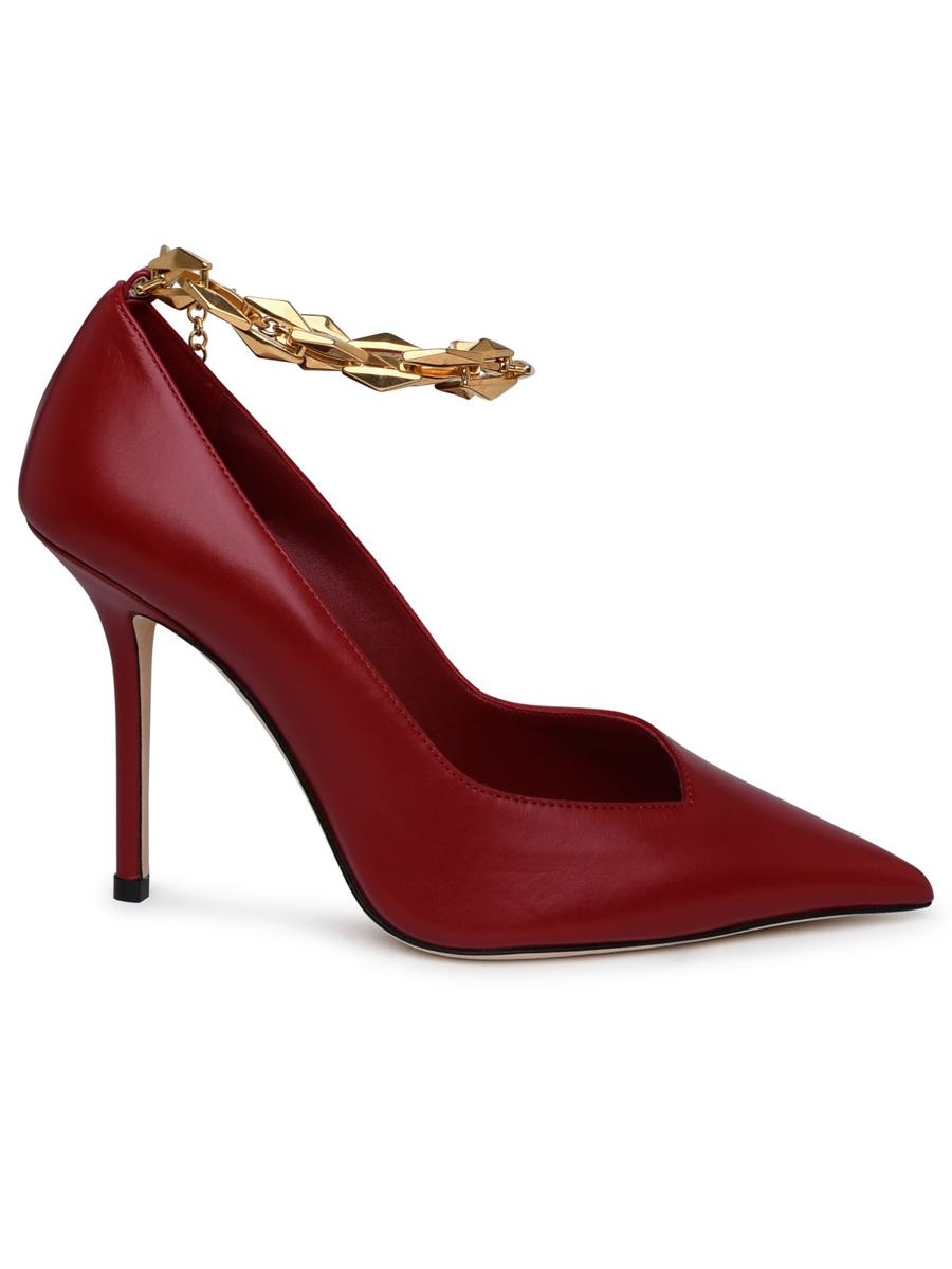 JIMMY CHOO DIAMOND PUMPS IN RED LEATHER - 1