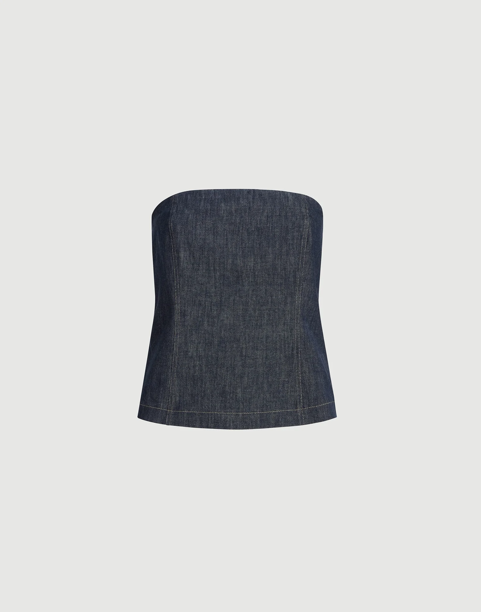 Cotton denim-effect twill bandeau top - 1