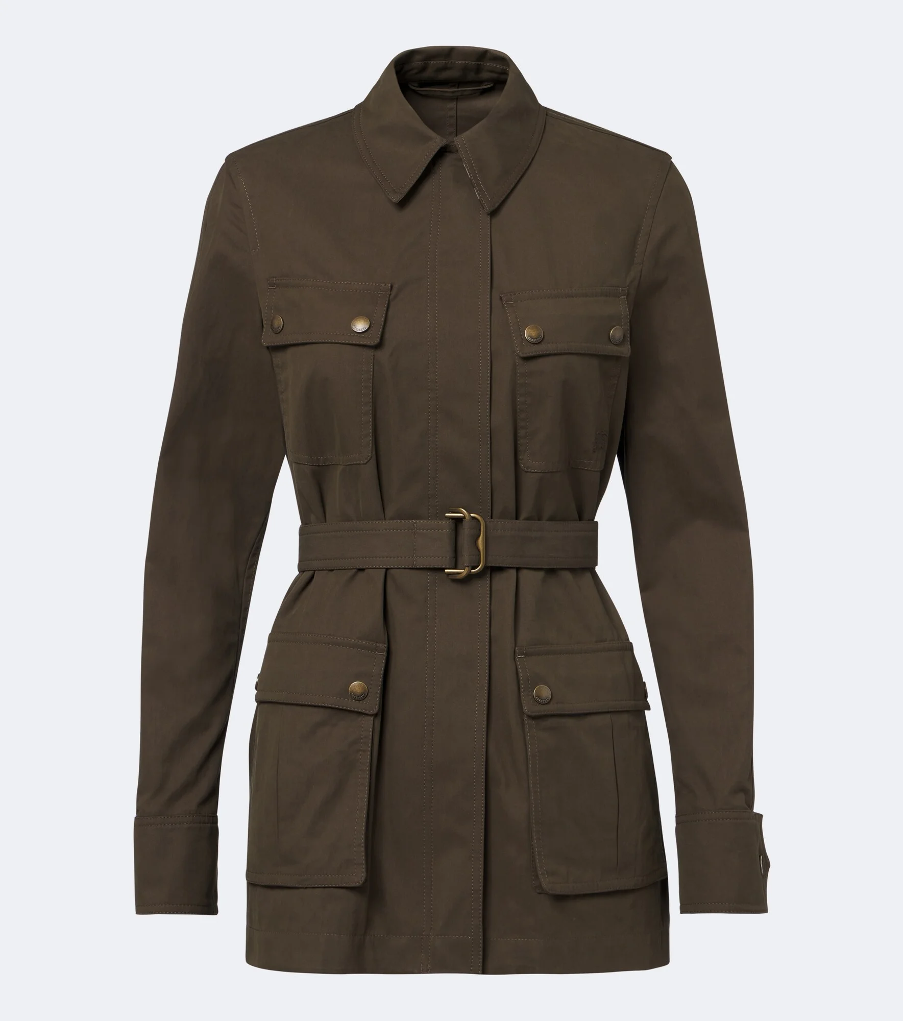 Belted cotton-blend jacket - 1