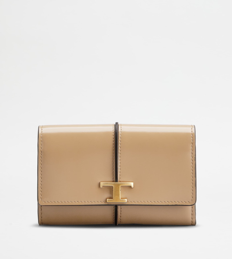 T TIMELESS WALLET IN LEATHER - BEIGE 1