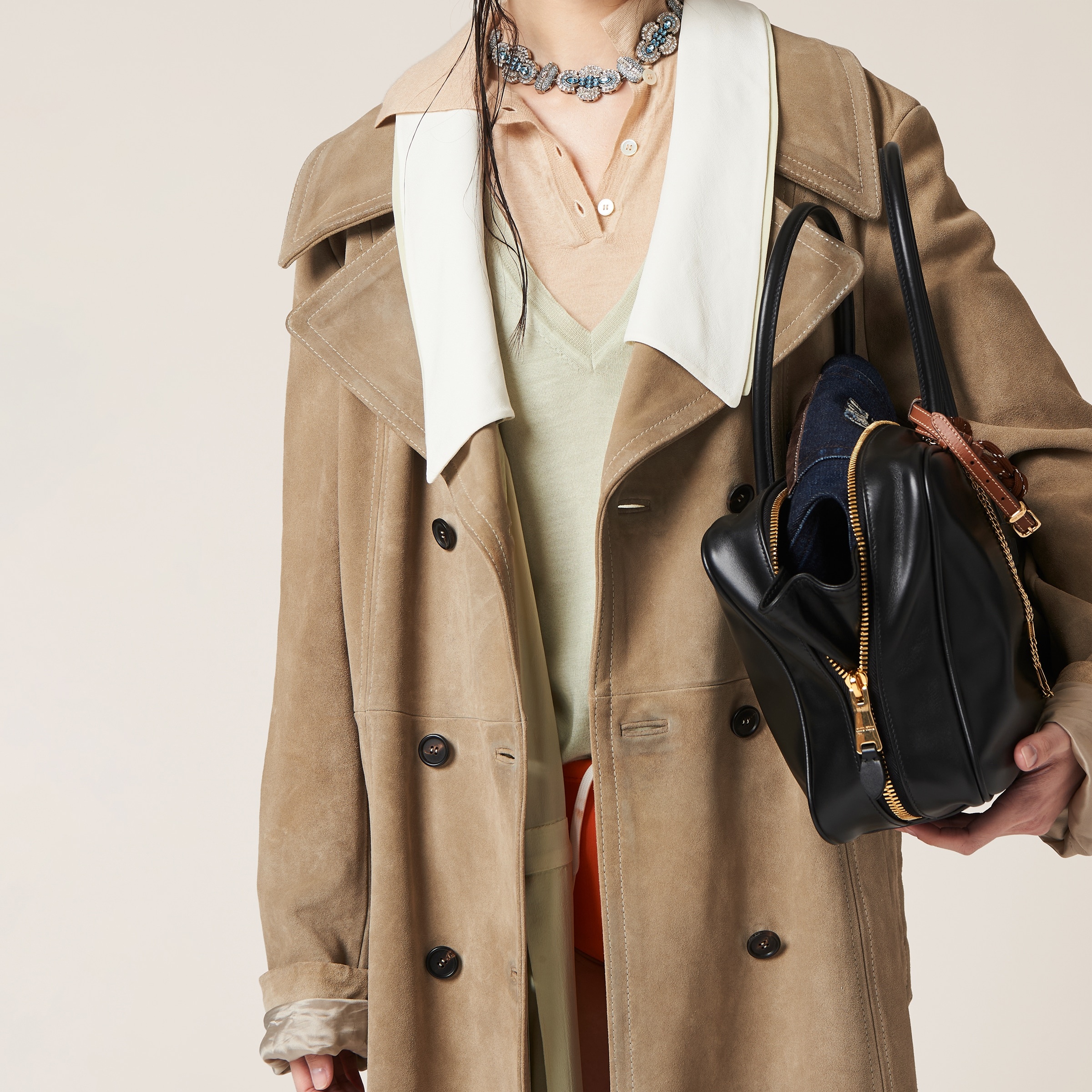 Double-breasted suede coat - 4