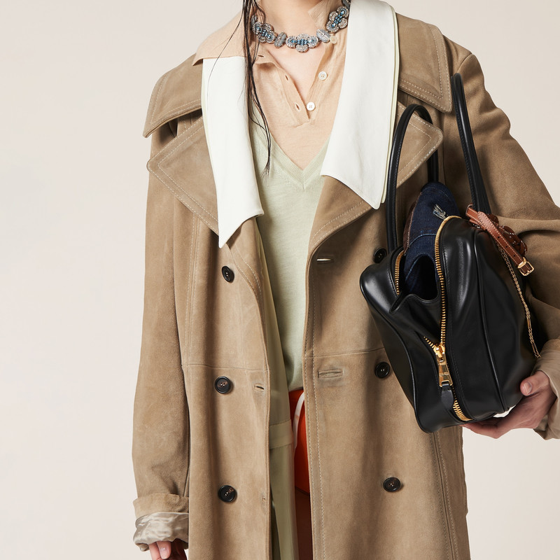 Double-breasted suede coat 4