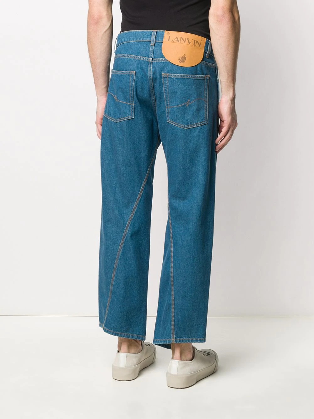 logo patch asymmetric jeans - 4