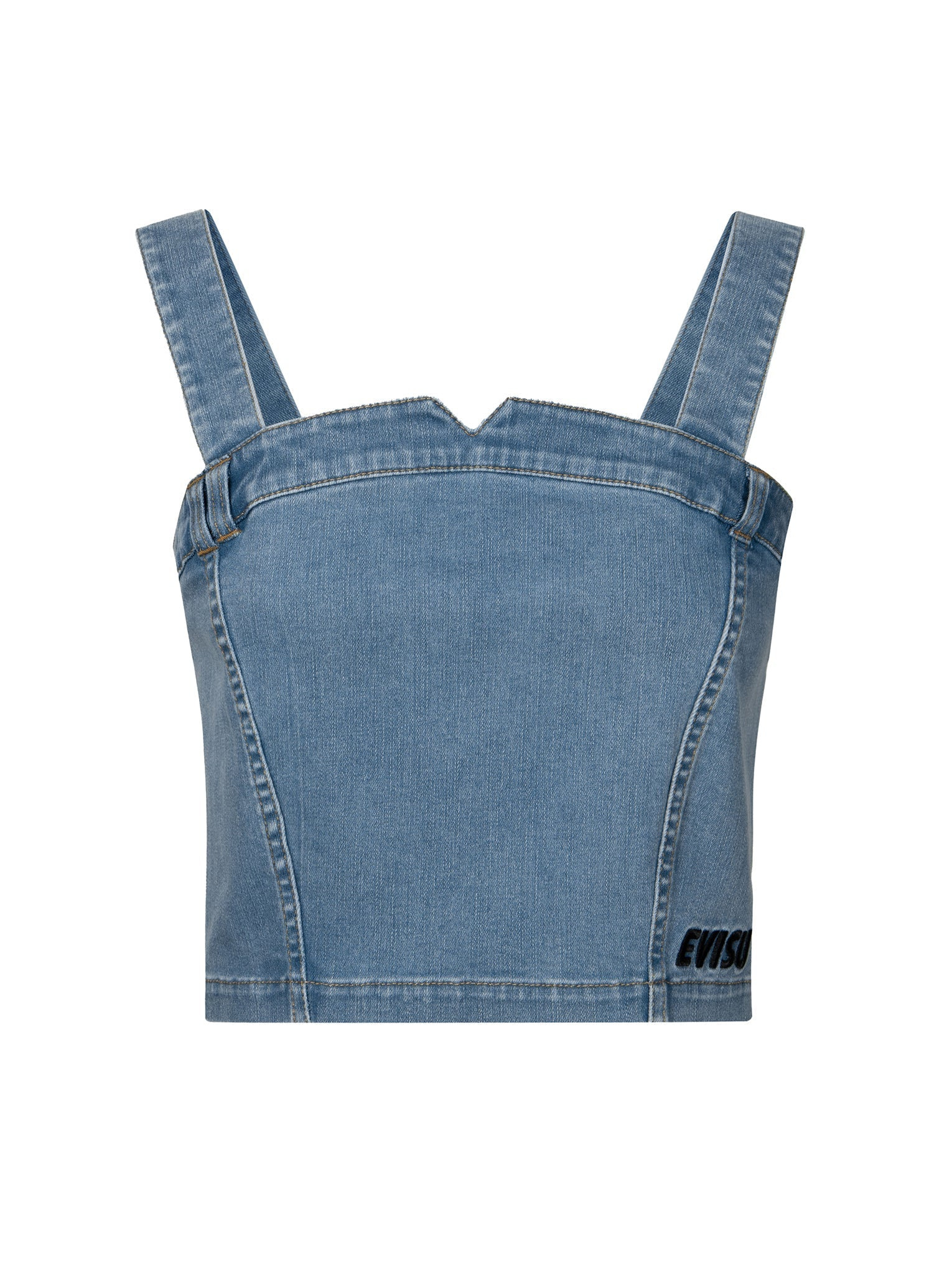 LOGO EMBROIDERY WASHED FASHION FIT DENIM VEST - 12