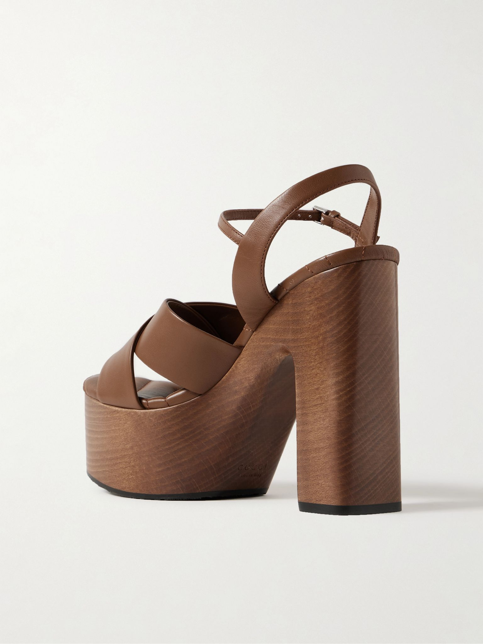 New Marmont GG logo-embellished leather platform sandals Brown - 3