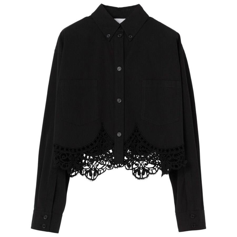 Burberry Lace Long- Sleeve Woven Crop Shirt - 5
