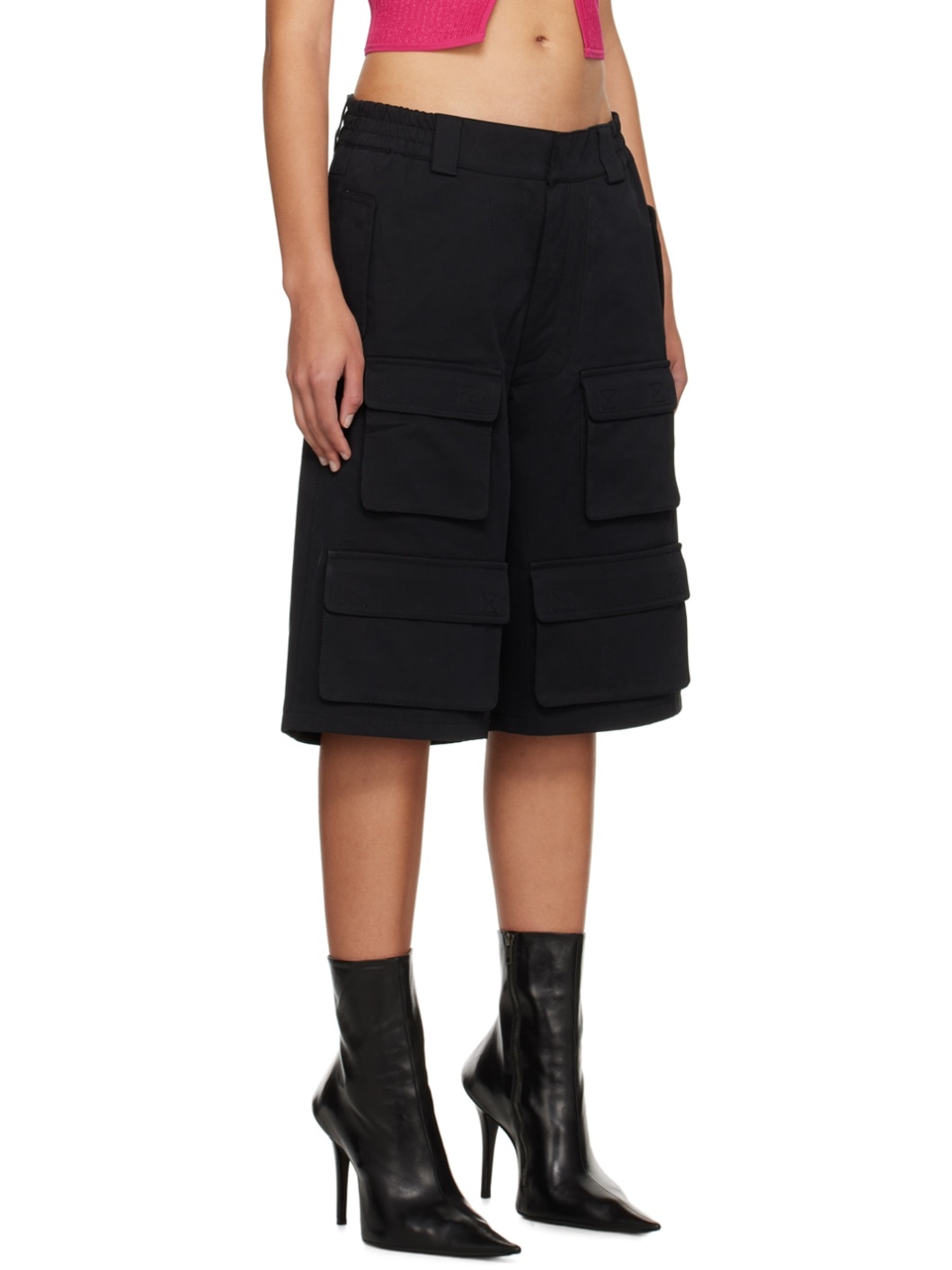 Black Four-Pocket Cargo Shorts - 2