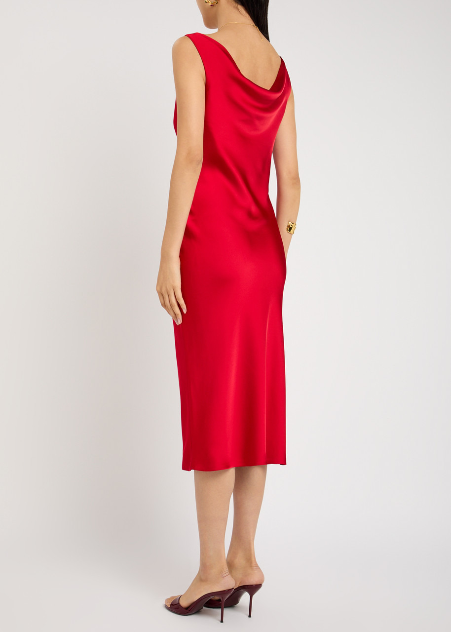 Norma Kamali Maria Cowl-neck Satin Midi Slip Dress - 3