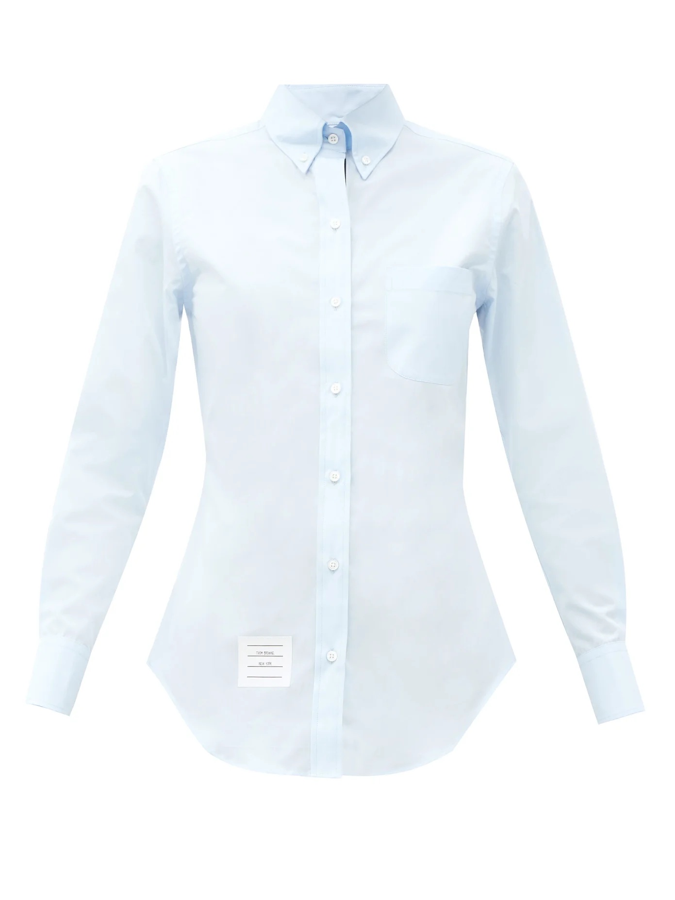 Logo-label cotton-poplin button-down shirt - 1