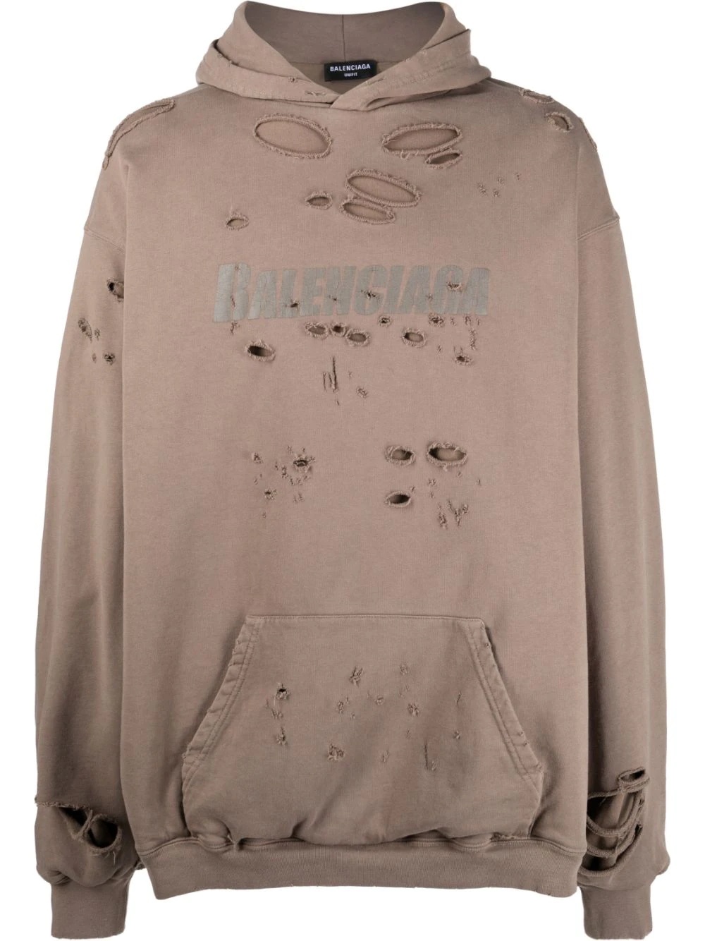 logo print distressed-finish hoodie - 1