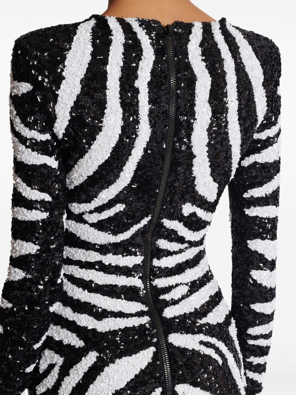 zebra-pattern sequin-embellished dress - 7