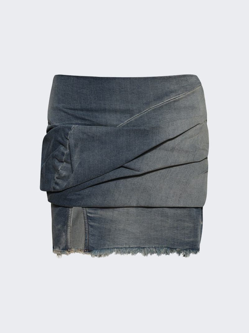 Draped Mini Denim Skirt Washed Indigo 1
