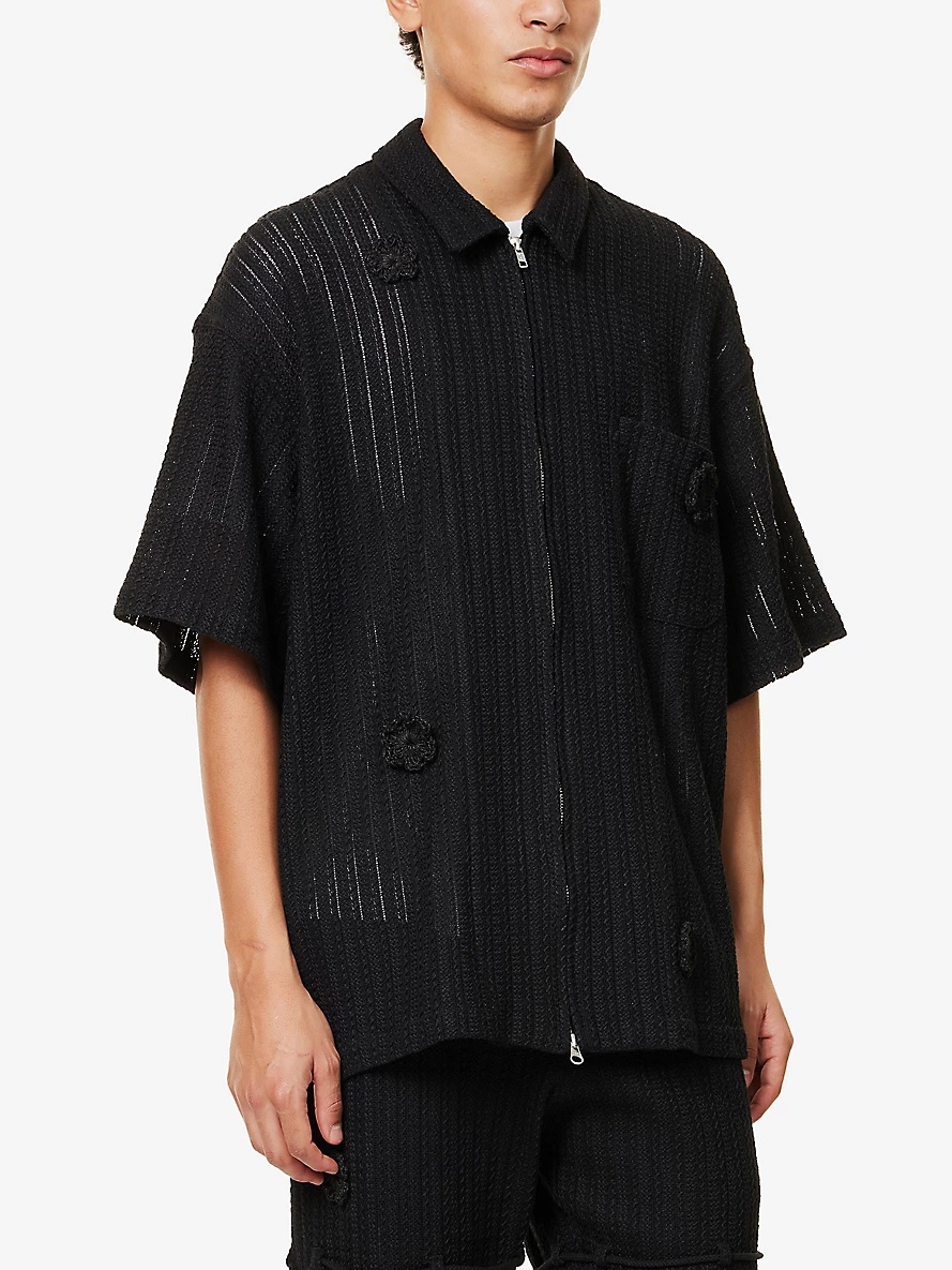 Daisy-Motif Patch-Pocket Cotton-Blend Shirt - 3