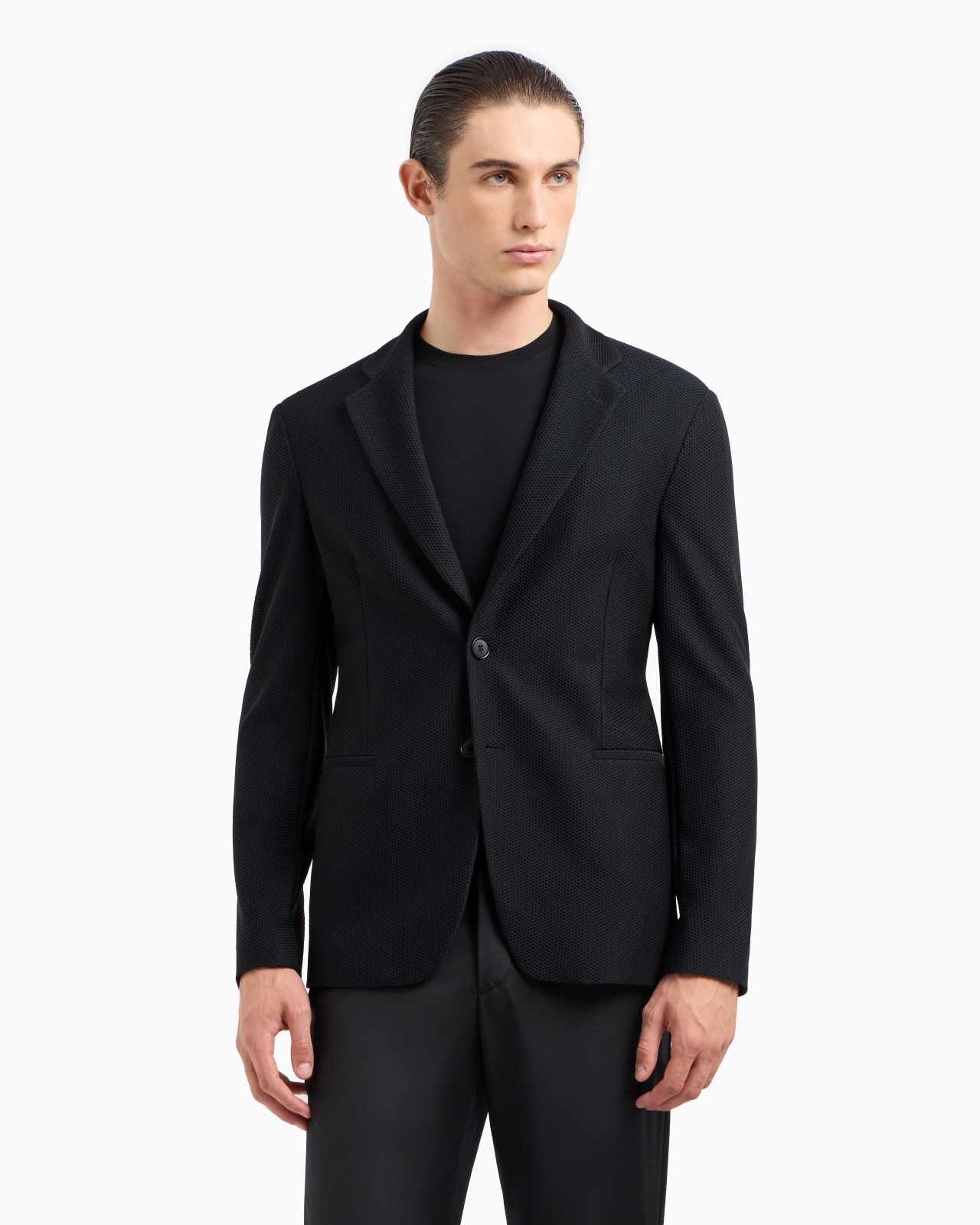 SINGLE-BREASTED JACKET IN TECHNICAL WAFFLE FABRIC - 4