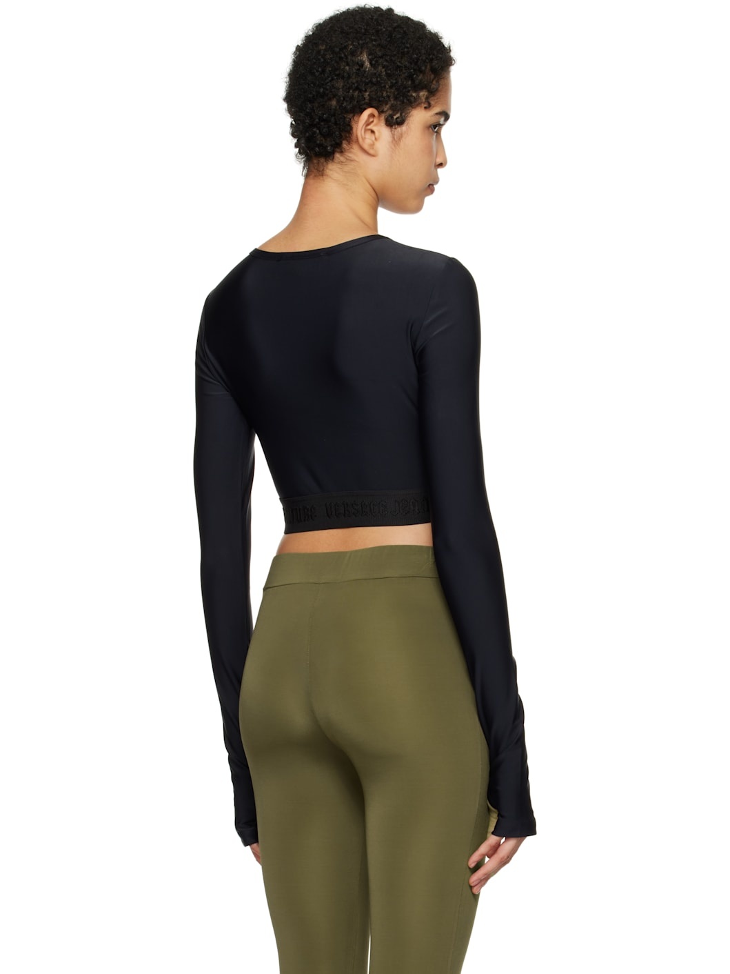 Black Cropped Long Sleeve T-shirt - 3