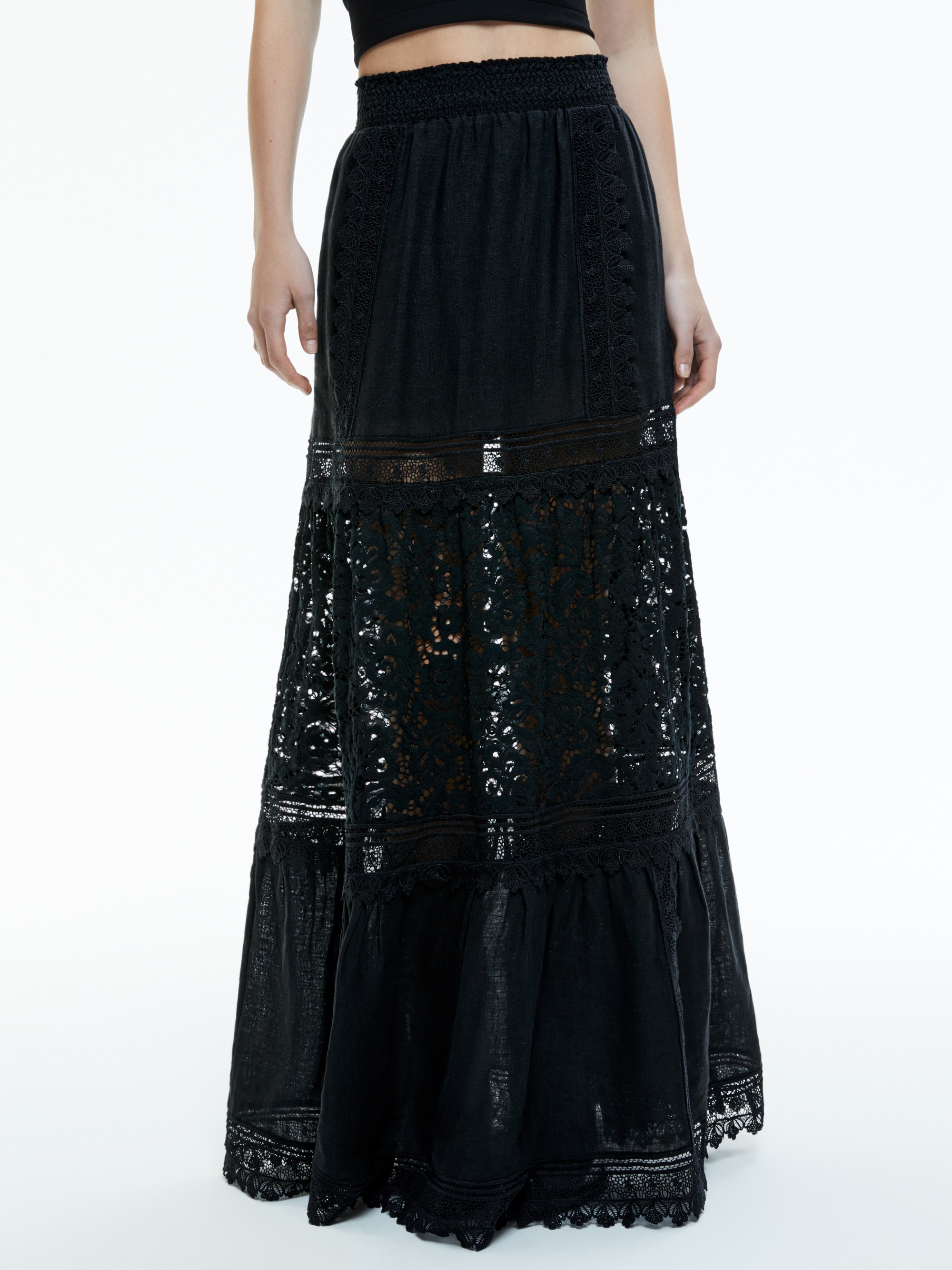 REISE EMBROIDERED TIERED MAXI SKIRT - 2
