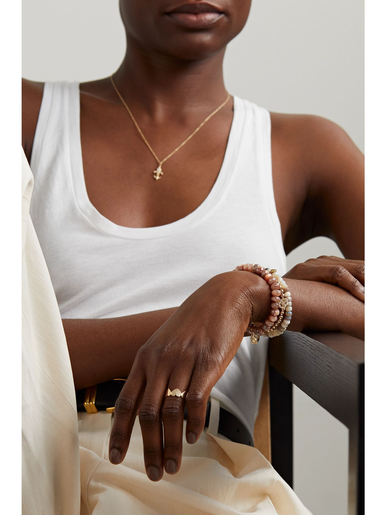 Pretzel 14-karat gold, moonstone and diamond bracelet Gold - 5