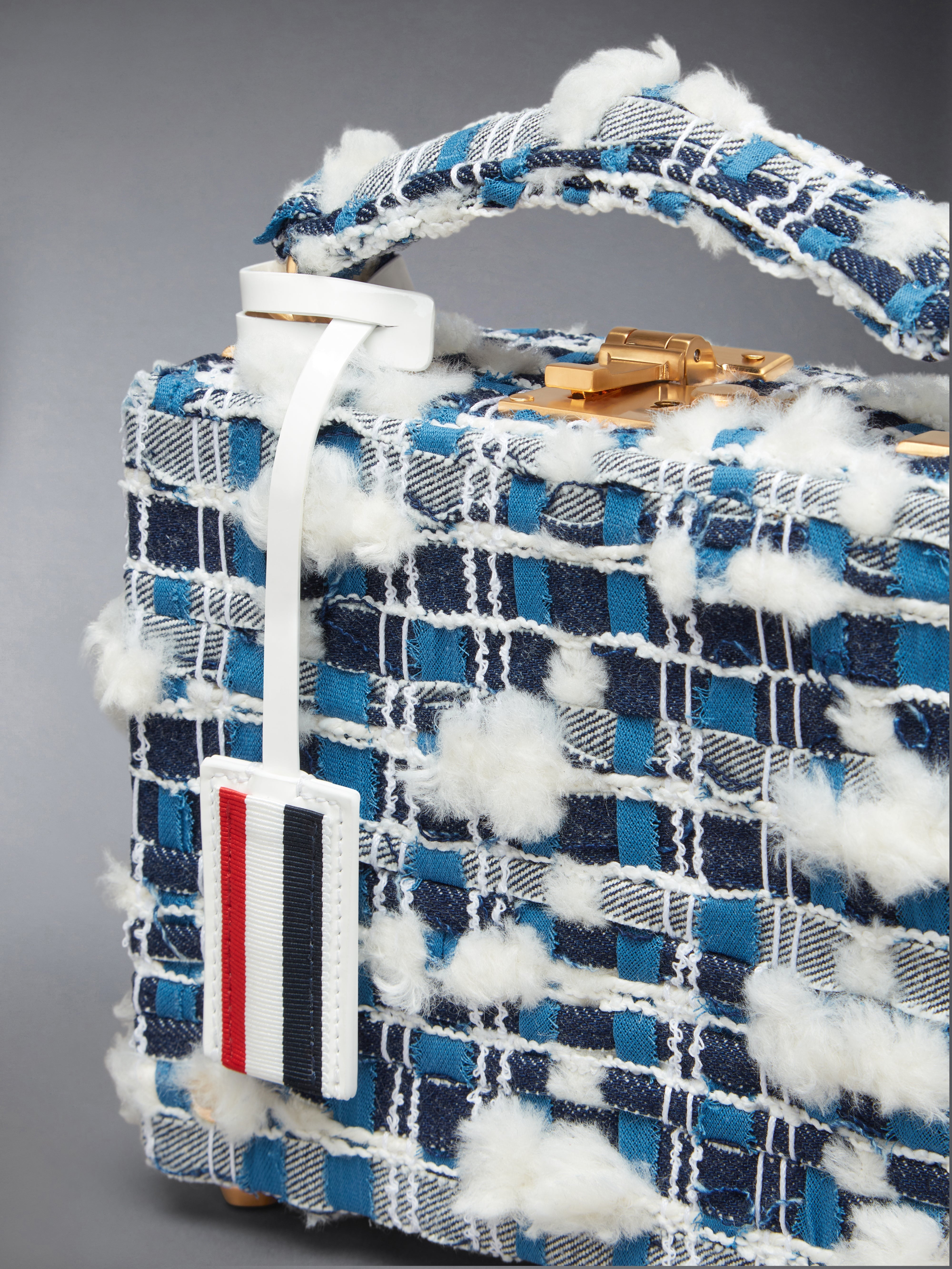 MICRO ATTACHE CASE W/ RWB GG WOVEN CHAIN IN DENIM POUF TWEED - 5