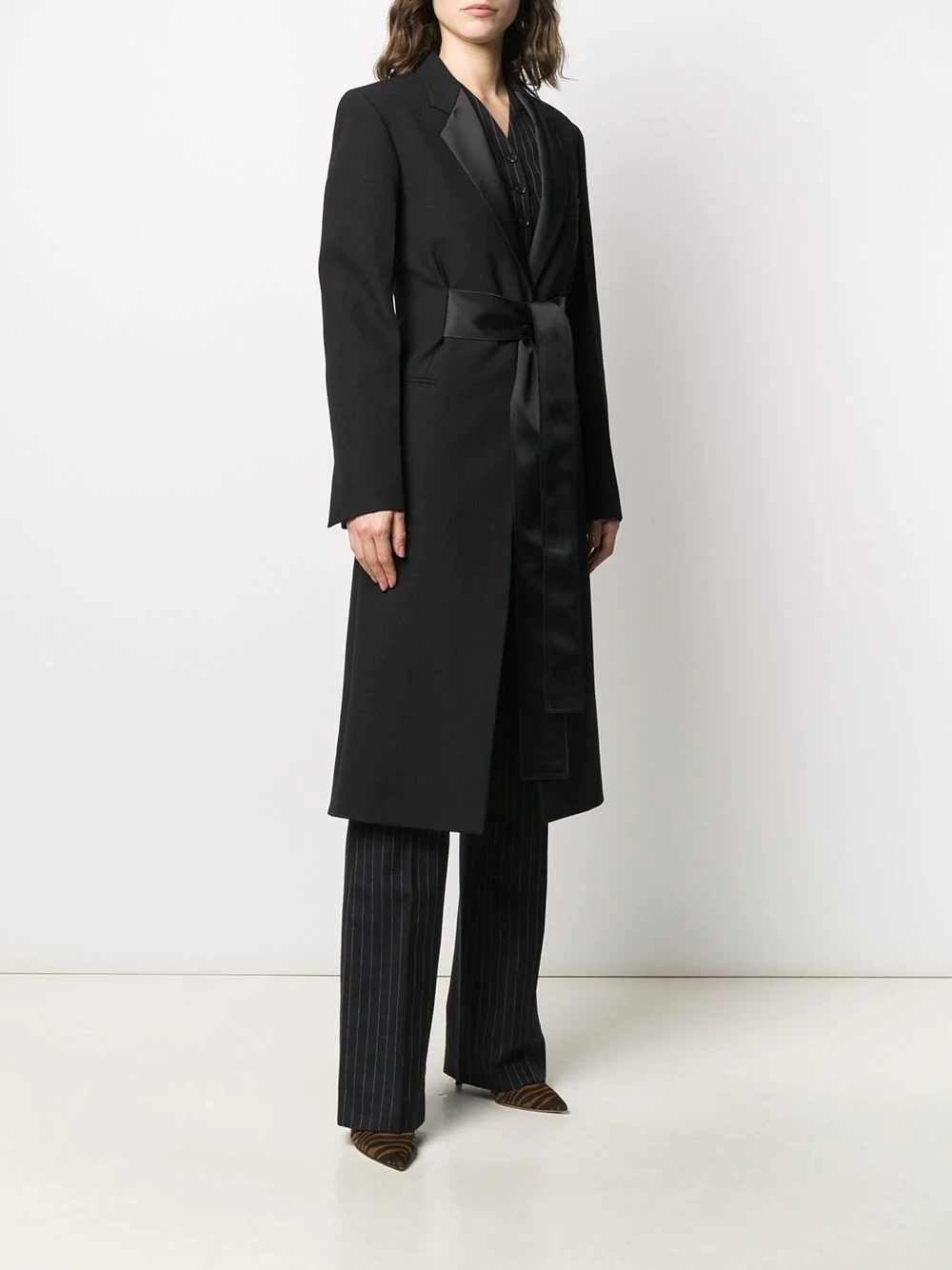 belted tuxedo coat - 3